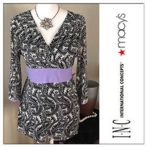 EUC WOMENS INC TOP with V-NECK and REAR TIE